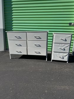 Gray Fabric Drawer Dresser Set of 2