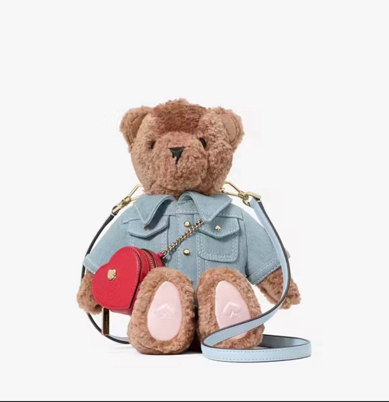 Kate Spade 3D Teddy Bear Denim Katey Valentines Heart Crossbody Bag
