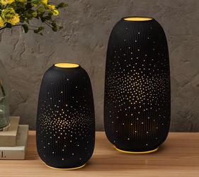 Evergreen LED Porcelain Lantern, Set of 2
