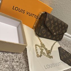 Louis Vuitton Purse Félicie Pochette – Box, Dust Bag & Gold Chain Included!