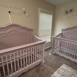 Evolur Rose Pink Crib 4-in-1 Convertible Crib