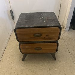 Industrial Style Two-Drawer Nightstand Table