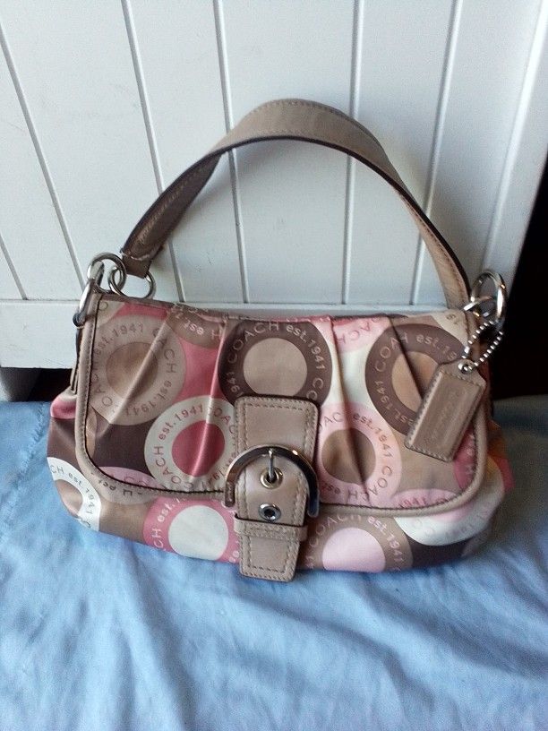 Coach Purse Dark  Pink  , Light Pink & Dark Brown & Light Brown 