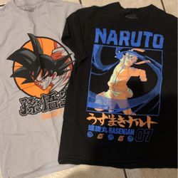 Dragon Ball Z & Naruto T Shirts Small & Med Size 