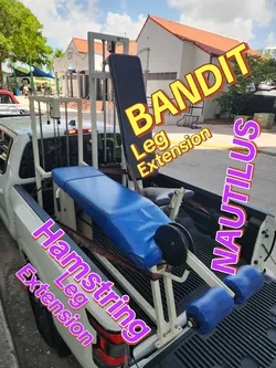 RARE Nautilus 1st Gen Prone Leg Curl - Hamstring Curl + BANDID Leg Extension.

Vintage Nautilus gym equipment is constructed from heavy-duty white ste