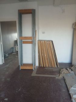 Tall industrial warehouse shelving unit