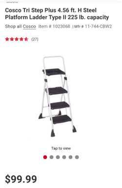 Cosco Tri Step Plus 4.56 ft. H Steel Platform Ladder Type II 225 lb. capacity Cosco Tri Step Plus 4.56 ft. H Steel Platform Ladder Type II 225 lb. capacity