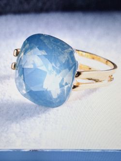 Fashion square blue opal stone gold color cz zircon ring