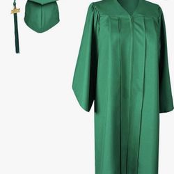 Green graduation Cap & Gown 