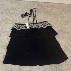 White House Black Market black embellishment halter top Size L