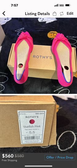 Rothy’s The Knit Point 2 Starfish Pink Size 5.5