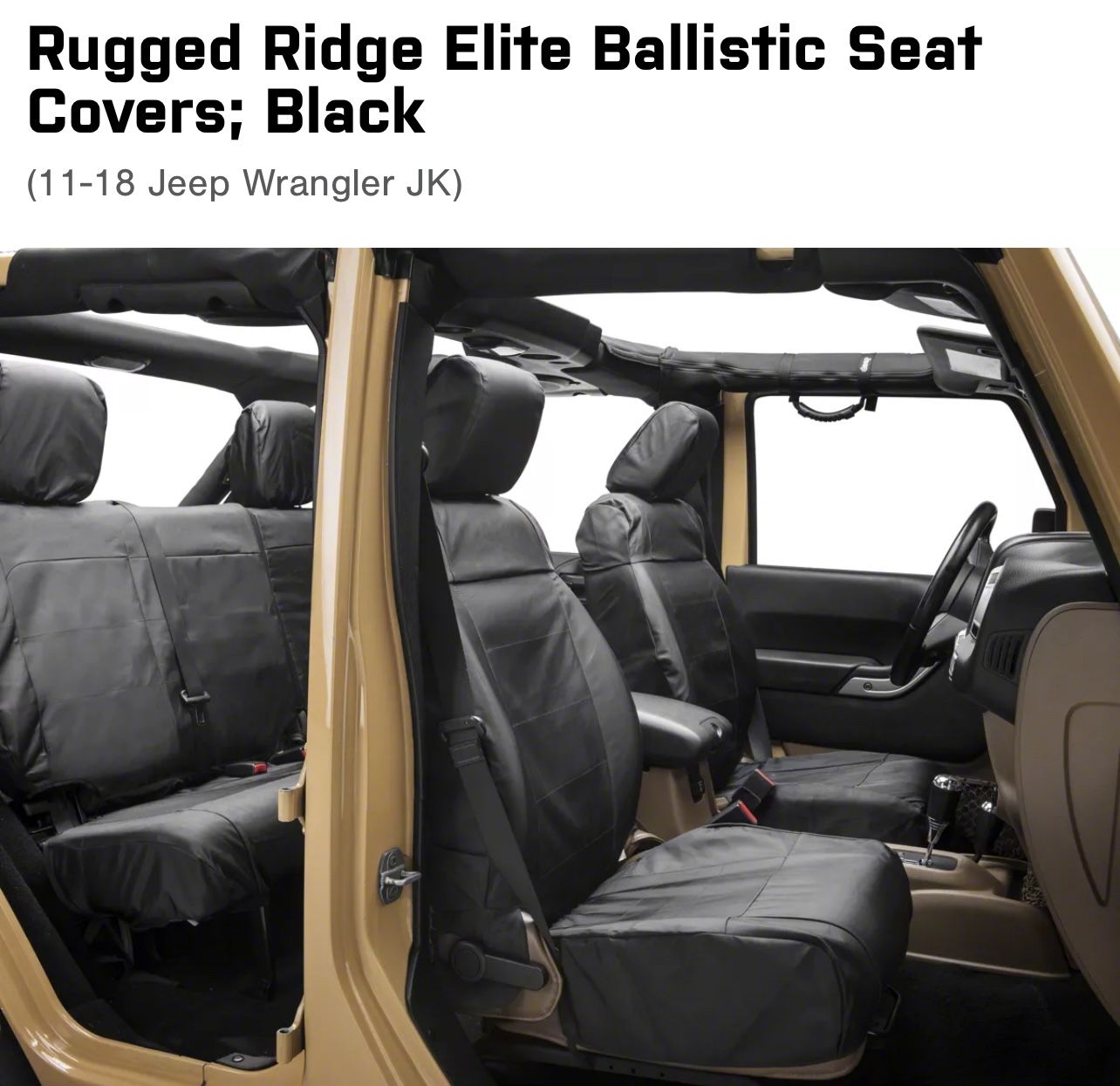 Rugged Ridge Elite Ballistic Seat Covers : Black