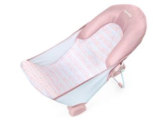 Ingenuity Foldaway 2-Position Bather, 2-Position Adjustable Support Baby Bath seat for Sink or Bathtub, Ages 0-6 Months, up to 20 pounds, Pink