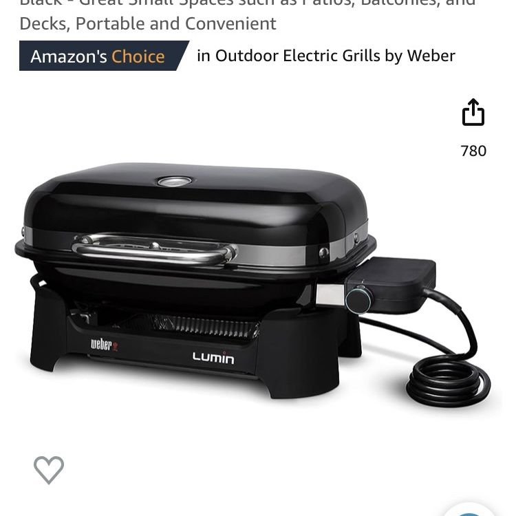 Weber Lumin Compact Outdoor Electric Barbecue Grill, Black - Great Small  Spaces such as Patios, Balconies, and Decks, Portable and Convenient for  Sale in Dearborn, MI - OfferUp