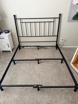 Black Metal Bed Frame with Headboard