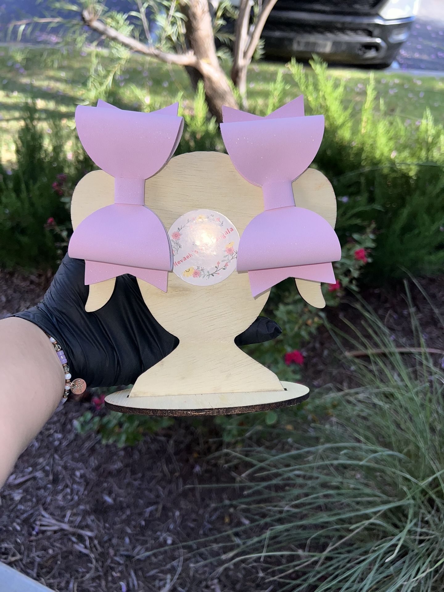 Medium Size And Large Size Glittery Pink Girls Hair Bows