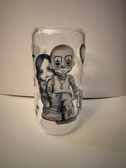 Chicano Art Glass Can Cup