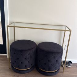 Console Table With Pouf Ottoman 