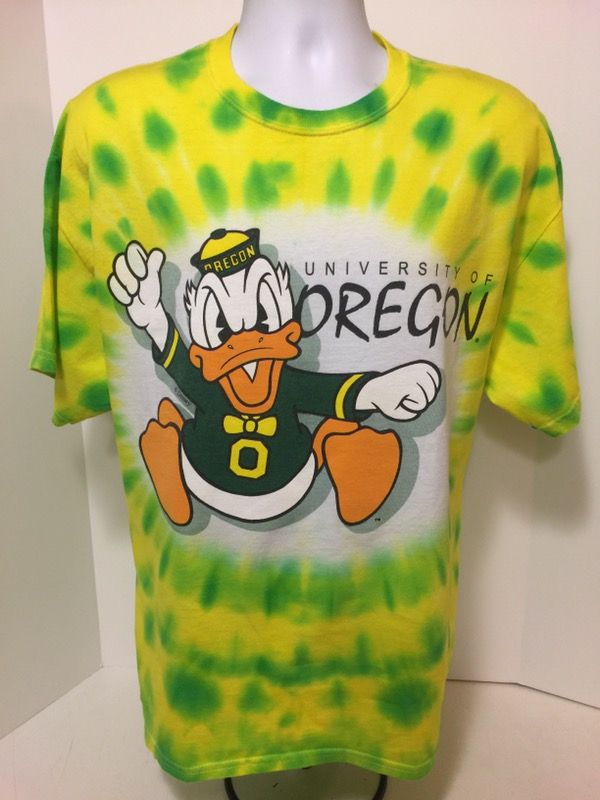 University Of Oregon Ducks Men's Large Tie-Dye Donald Duck T-Shirt