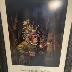 Picture-art. Donald Roller Wilson Framed Poster Print. 29 X 41. Ready To Feed The Baby. Naughty Betty Monkey. 