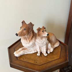 Dog Figurine - Mom Collie & Pup
