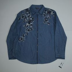 Hannah Blue Jean look with Floral Embroidered Shirt Size Medium