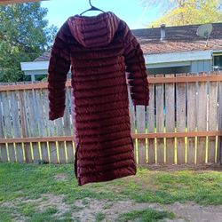 lady's coach long Dawn burgundy color with hood coat size XS brand new 