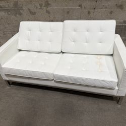 White Leather Loveseat