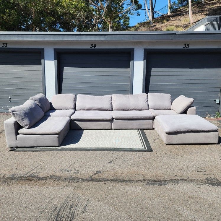 Large Grey Modular Sectional Couch