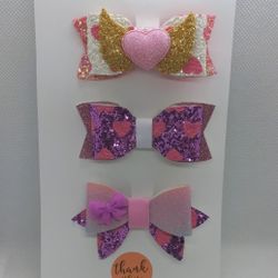 Set Of Three Heart Bows
