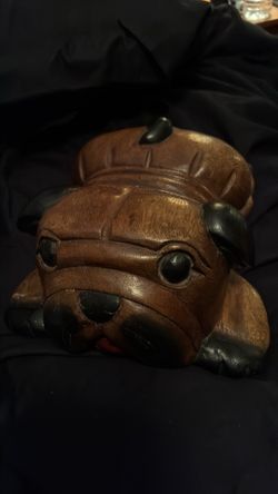 Handcarved Pug Dog n Pillow