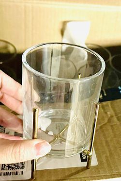 Votives Candles + Hurricane glass Vase For 2 Inch Candles With Gold Stand