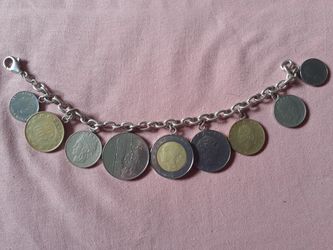 Sterling silver lire charm bracelet
