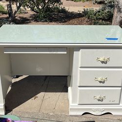 Desk + Custom Fitted Glass Top | Great Condition