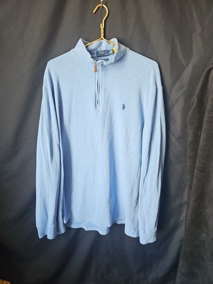 Polo Ralph Lauren Mens Gray Long Sleeve 1/4 Zip Estate Rib Sweatshirt Size XL