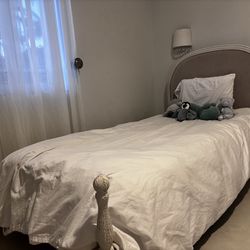 RH antique white princess bed