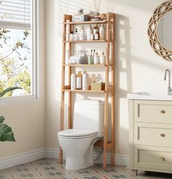 Over The Toilet Storage Shelf, 4-Tier Wood Toilet Shelf for Bathroom