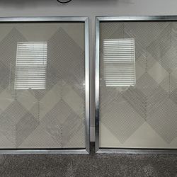 Set of 2 Modern Geometric Wall Art – Silver Framed