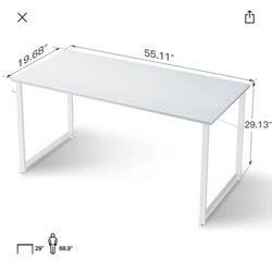 White wood/steel desk