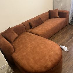 Tangerine Velvet Couch