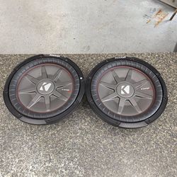 (Pair) Kicker 43CWRT122 Comp RT 12” Dual Voice Coil Slim Line Car Audio Subwoofers – 500 Watts RMS / 1,000 Watt Peak Each TPW015251