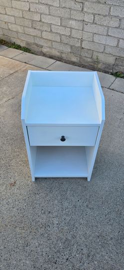 IKEA White Nightstand with Drawer and Shelf