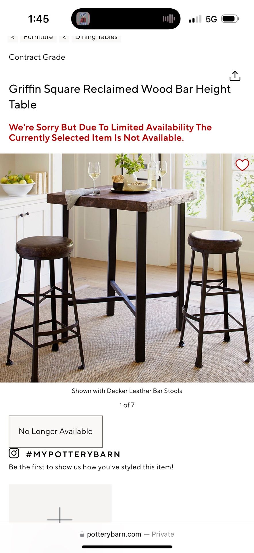 Pottery Barn Table And 4 Leather Stools