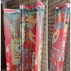 Double Sided Urban Mantra Canvas Room Divider