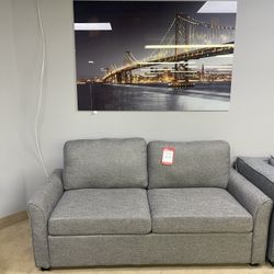 Drake Dark Gray Linen Full Sleeper Sofa w/ Fold-out Mattress