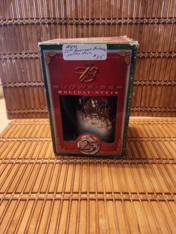 Vintage 2004 Budweiser Beer Stein 25th Anniversay  Holiday Christmas Beer Stein New In Box 