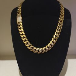 18mm Gold Plated Cuban Link Chain And Bracelet Set