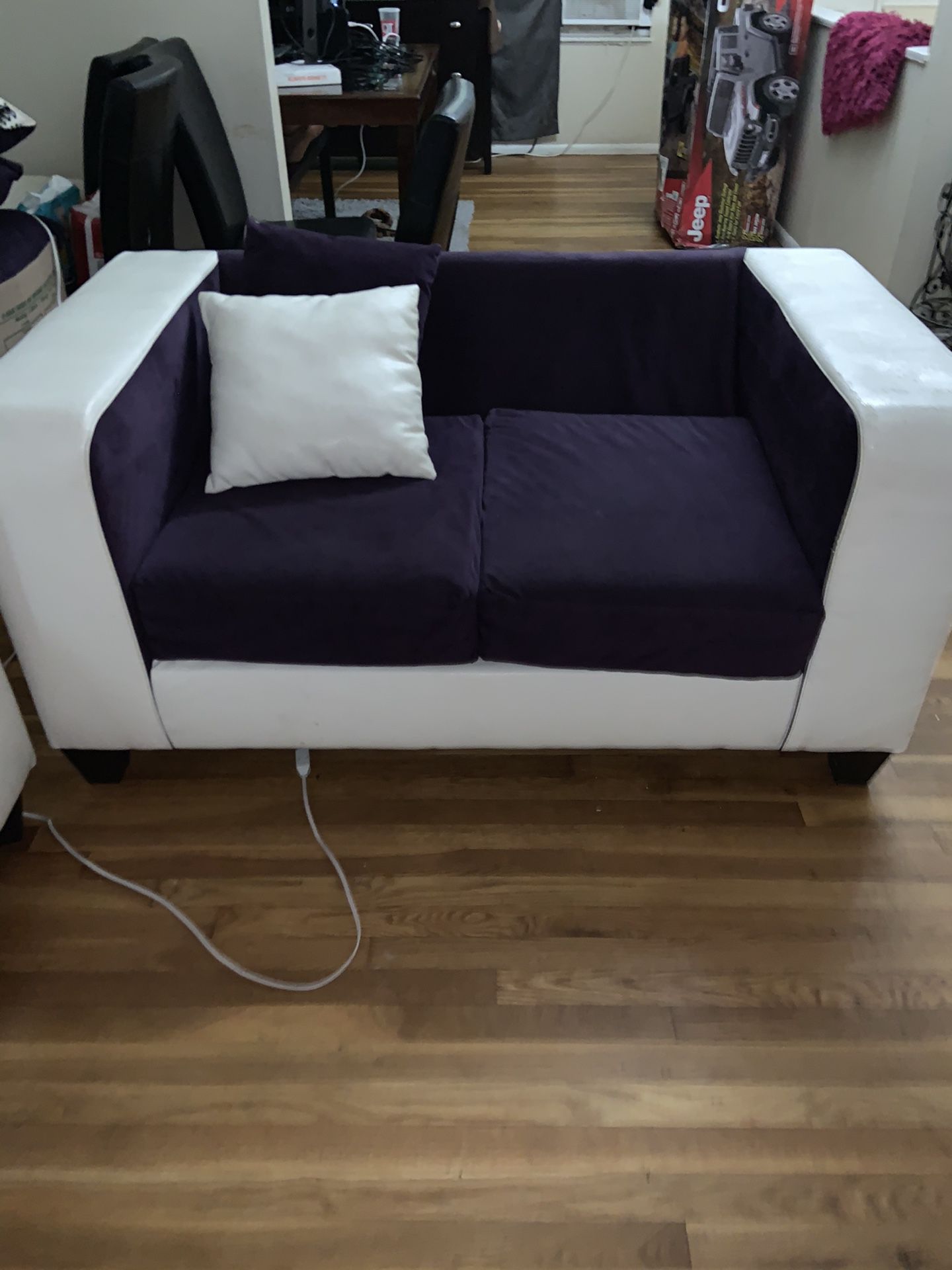 Purple And White Couch Set