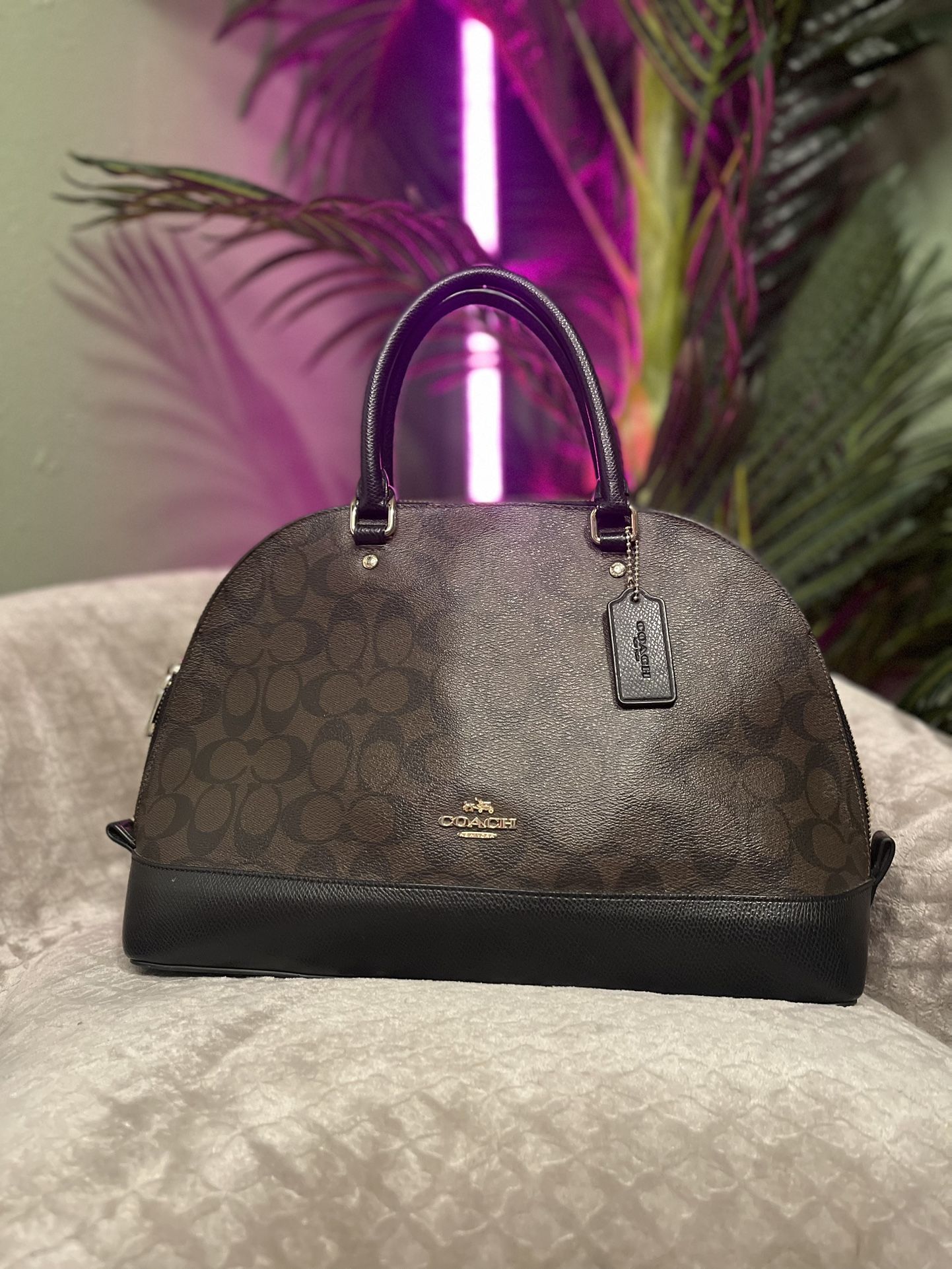 Coach full size leather Sierra Satchel Signature Canvas brown F27584