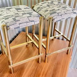 Vintage Mid Century Modern Brass Counter Bar Stool